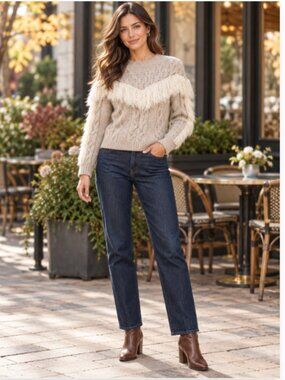 Amur Ulla Fringe Merino Wool Cable Knit Sweater
